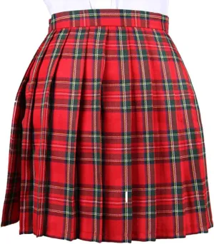 YOLIA Women A Line Skirts Schoolgirl Plaid Pleated Mini Skirt High Waist Uniform Dress