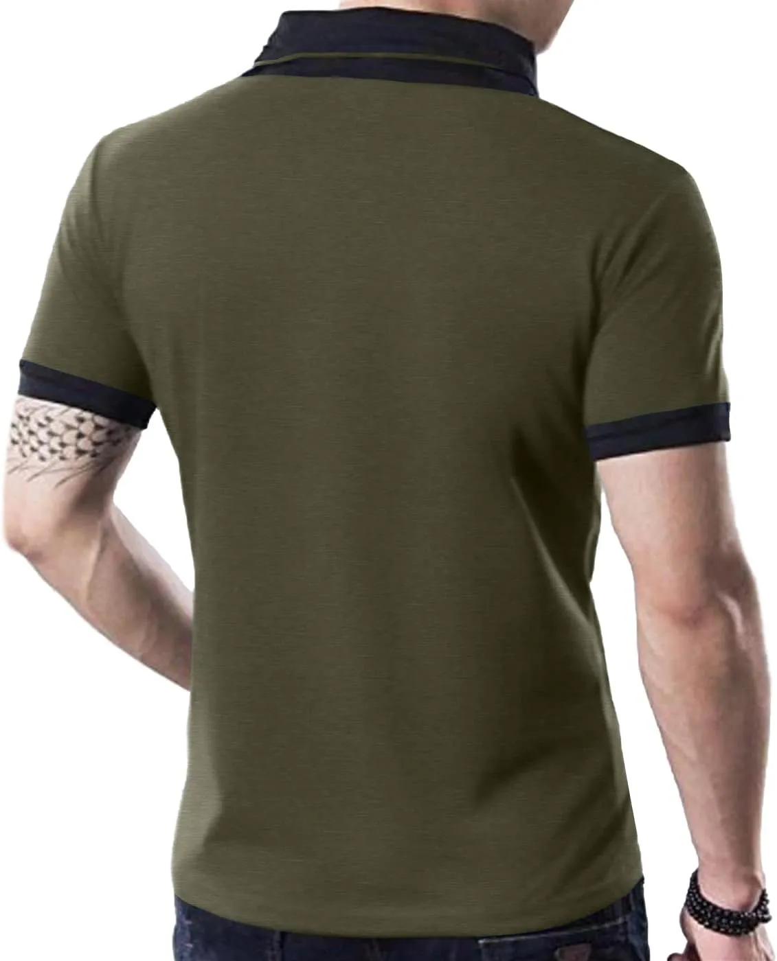 YTD Mens Cotton Casual V-Neck Button Slim Muscle Tops Tee Short Sleeve T-Shirts