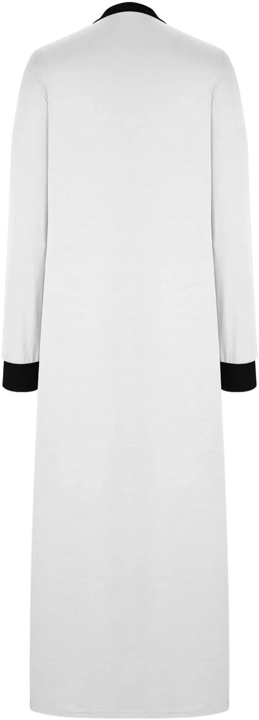 ZEFOTIM Long Sleeve Dress for Women Solid Color Dress Womens Summer Dresses Long Dress V Neck Dresses Womens Spring Dresses