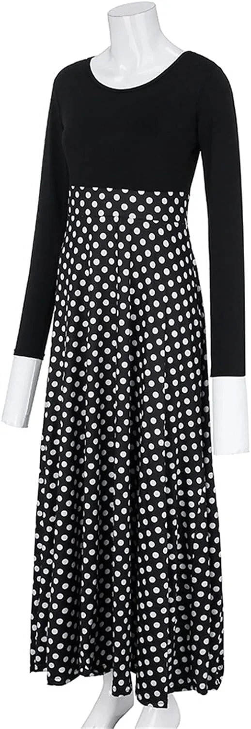 ZEFOTIM Long Sleeve Dresses for Women 2025 Floral Dress Summer Dresses Long Dresses Crewneck Dress Spring Dresses for Women