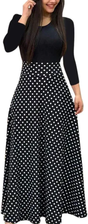 ZEFOTIM Long Sleeve Dresses for Women 2025 Floral Dress Summer Dresses Long Dresses Crewneck Dress Spring Dresses for Women