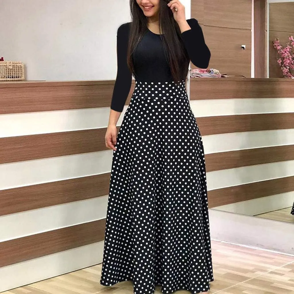 ZEFOTIM Long Sleeve Dresses for Women 2025 Floral Dress Summer Dresses Long Dresses Crewneck Dress Spring Dresses for Women