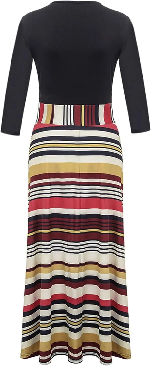 ZEFOTIM Long Sleeve Dresses for Women 2025 Floral Dress Summer Dresses Long Dresses Crewneck Dress Spring Dresses for Women