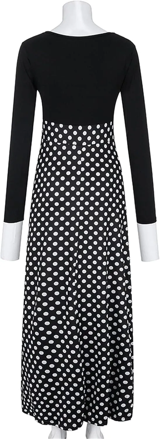 ZEFOTIM Long Sleeve Dresses for Women 2025 Floral Dress Summer Dresses Long Dresses Crewneck Dress Spring Dresses for Women