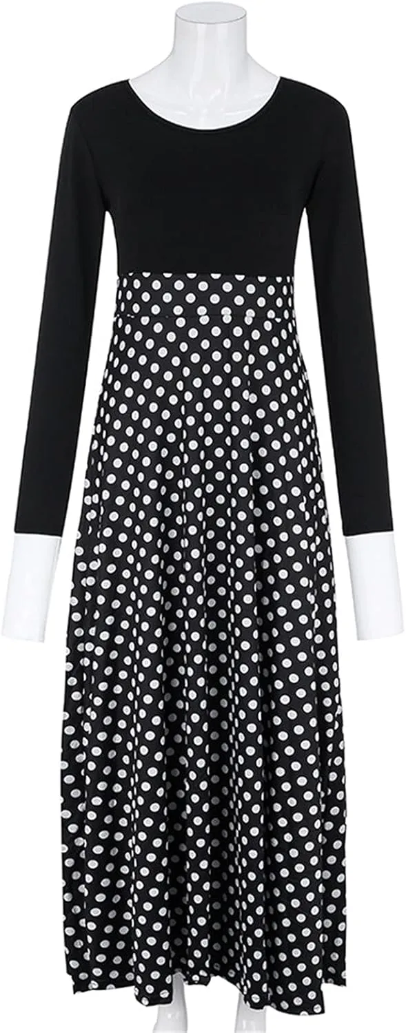 ZEFOTIM Long Sleeve Dresses for Women 2025 Floral Dress Summer Dresses Long Dresses Crewneck Dress Spring Dresses for Women