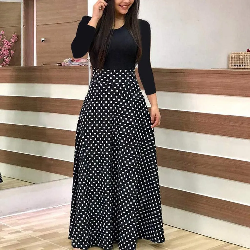 ZEFOTIM Long Sleeve Dresses for Women 2025 Floral Dress Summer Dresses Long Dresses Crewneck Dress Spring Dresses for Women